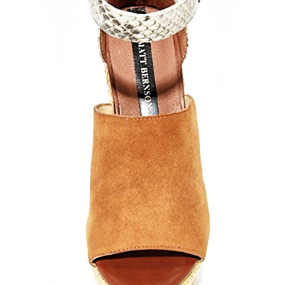 Moving Sale!! Matt Bernson Whiskey Regent Suede/Snake Skin/Jute Platform 10B - Picture 4 of 8